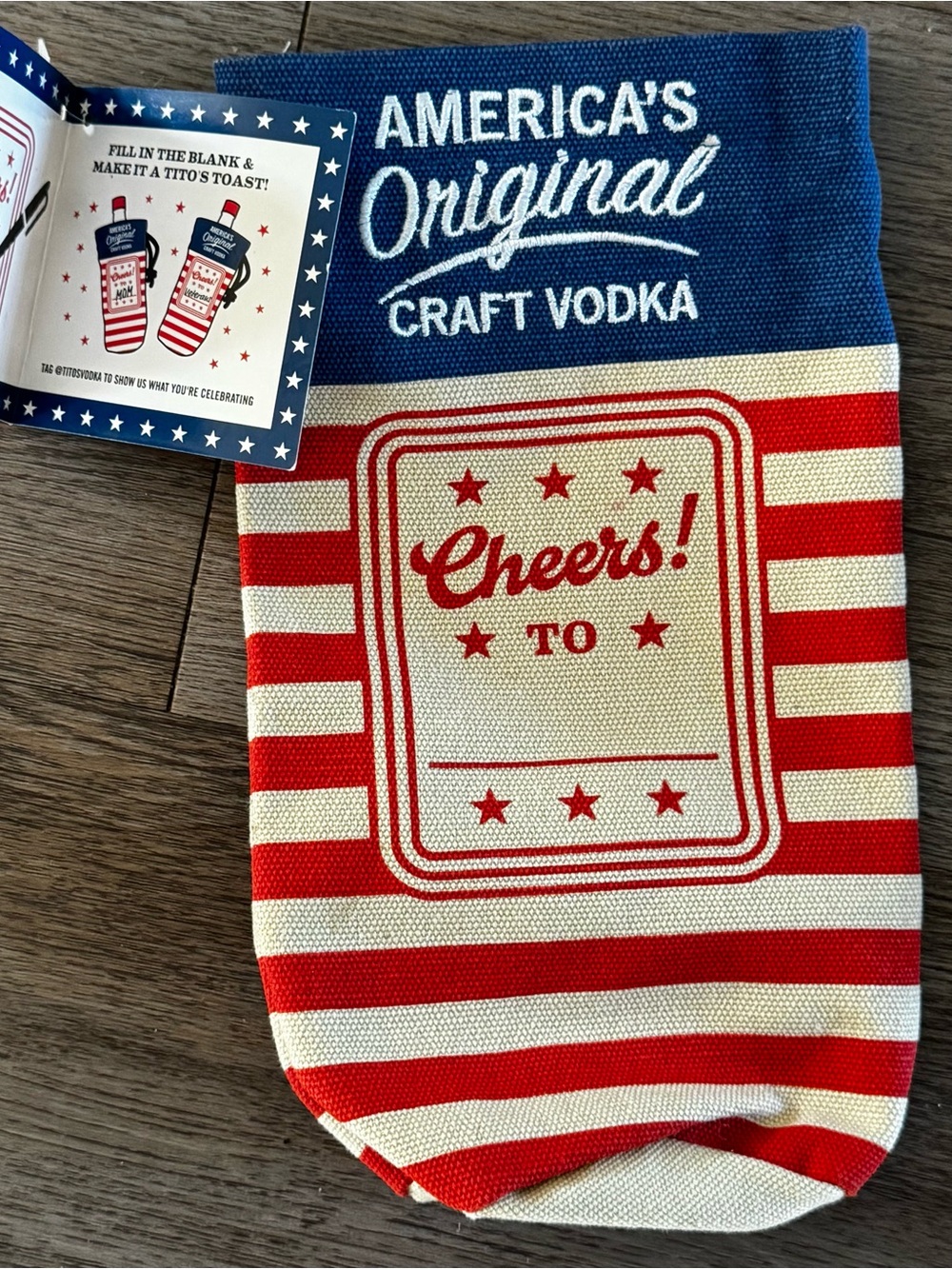 Tito's America's Original Craft Vodka Made In The USA 1 Liter Cloth Bottle Bag